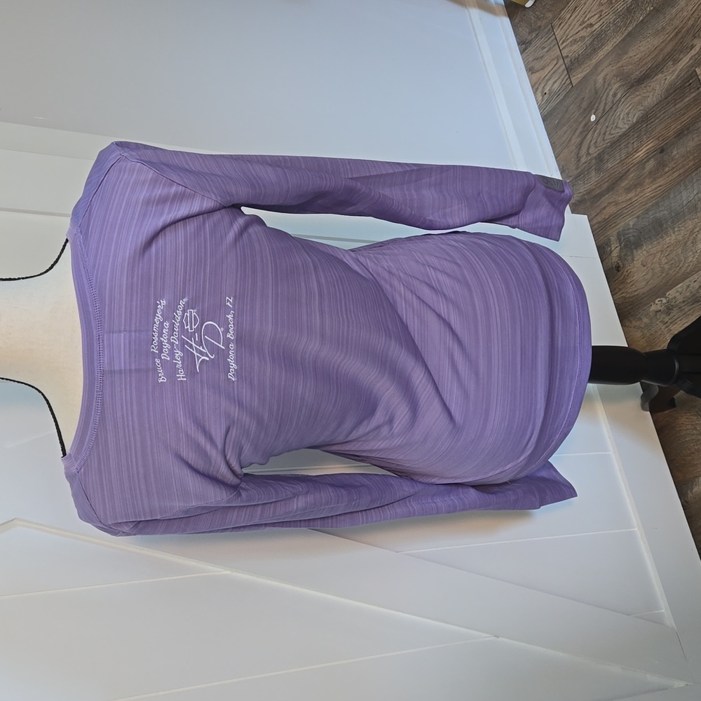 Harley Davidson Tech Long Sleeve Lavender Top - Picture 2 of 5